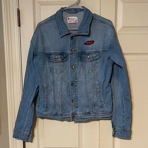 New York Blue Denim Jacket with Red Patch